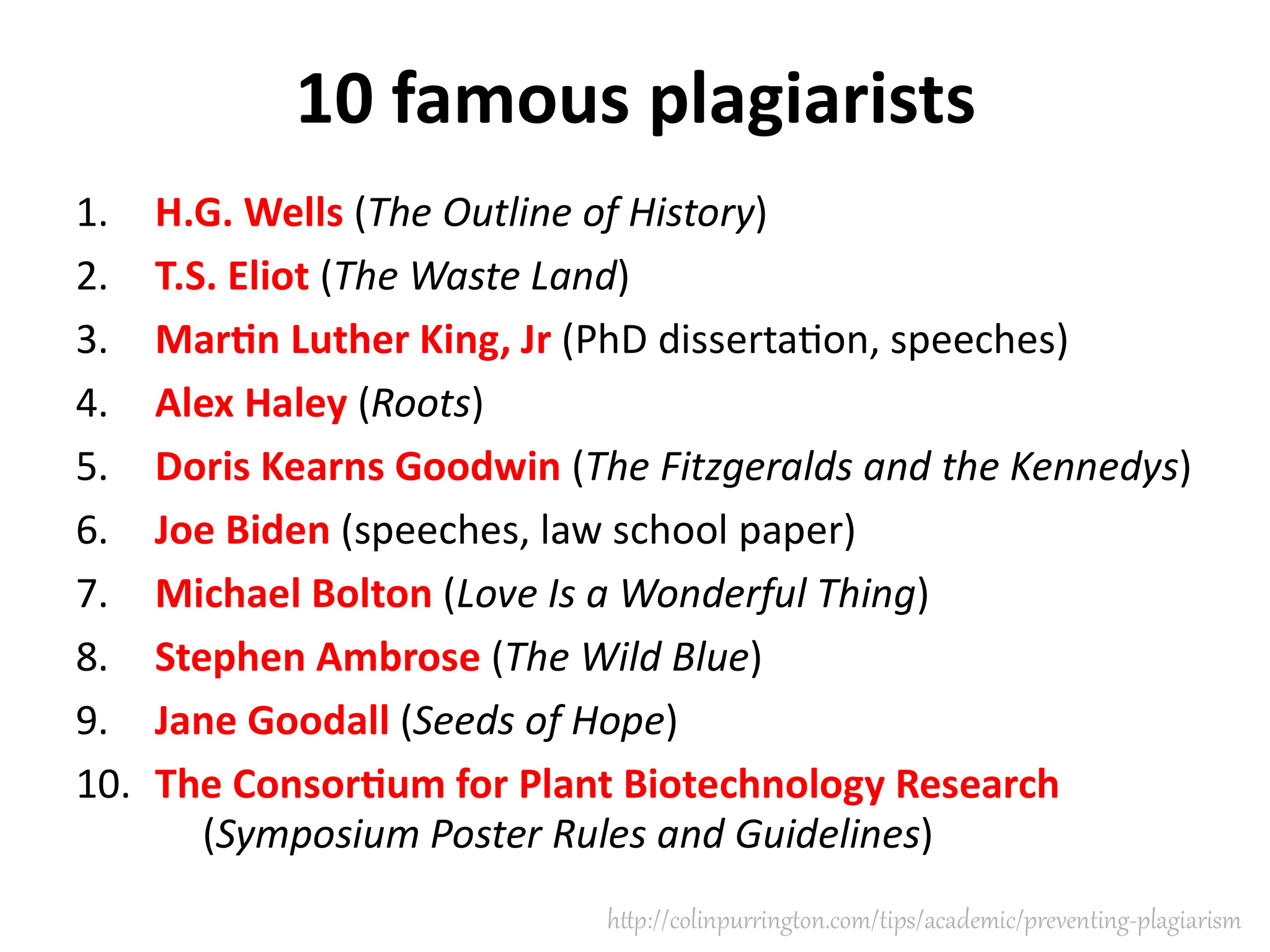 Preventing plagiarism Colin Purrington