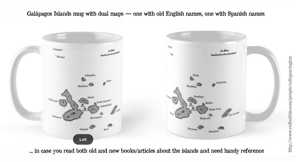 Mug with English/Spanish maps of the Galapagos