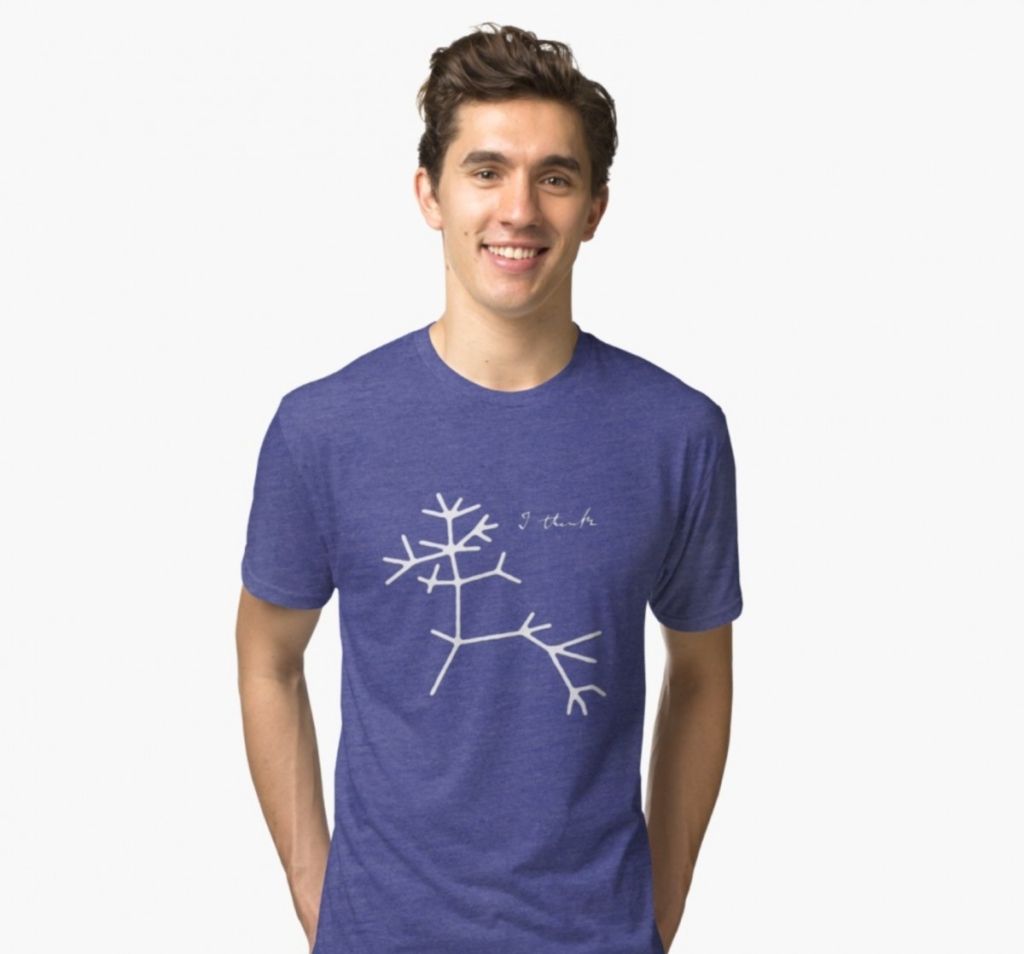 Charles Darwin "I think" sketch t-shirt