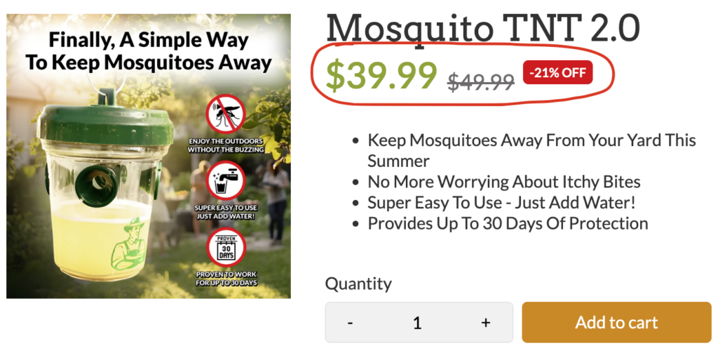Screenshot of a price next to a higher price with a line through it.